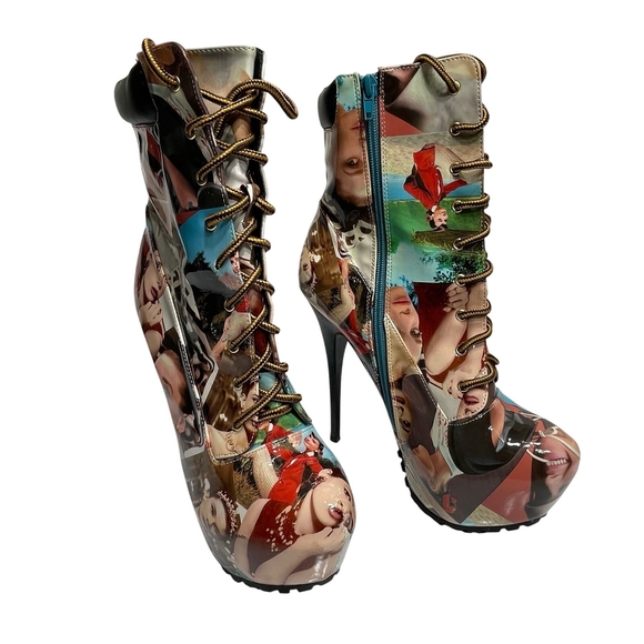 Colorful Women's Lace-Up Ankle Boots - Picture 2 of 5